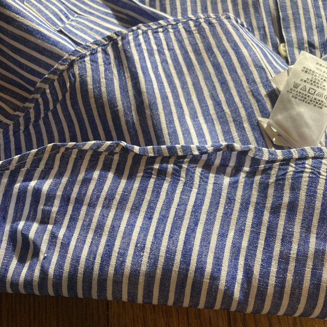 Ralph Lauren ラルフローレン ストライプシャツ　麻リネン　Lサイズ