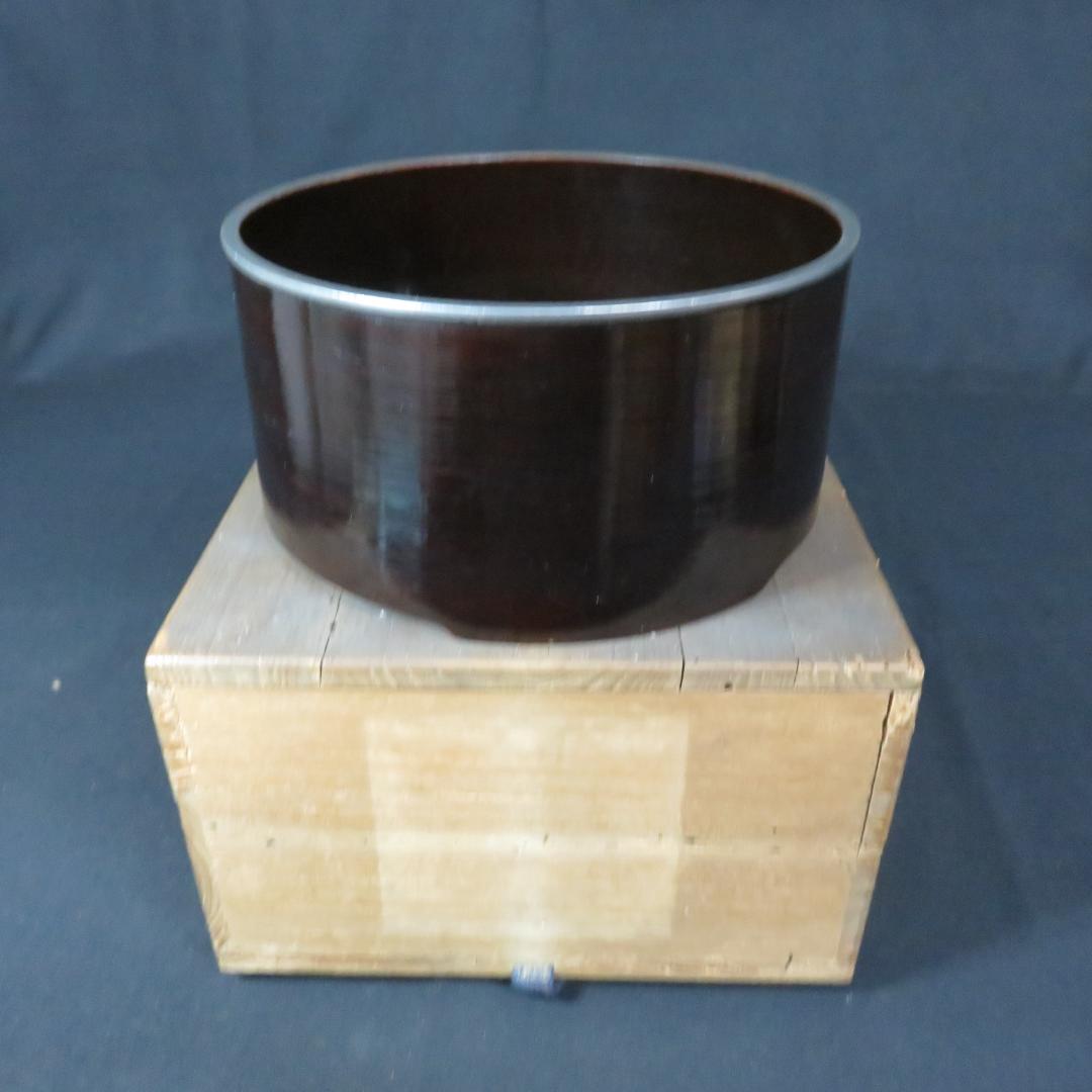 盃洗 木箱 漆器 縁 金属 木製 江戸末期 明治 大正 わっぱ