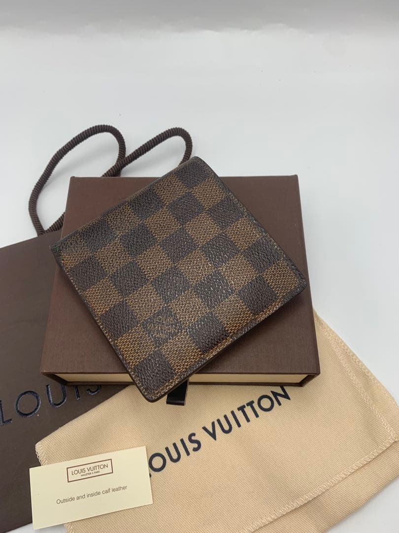 【美品】LOUISVUITTON ヴィトン　ダミエ　マルコ　二つ折り財布