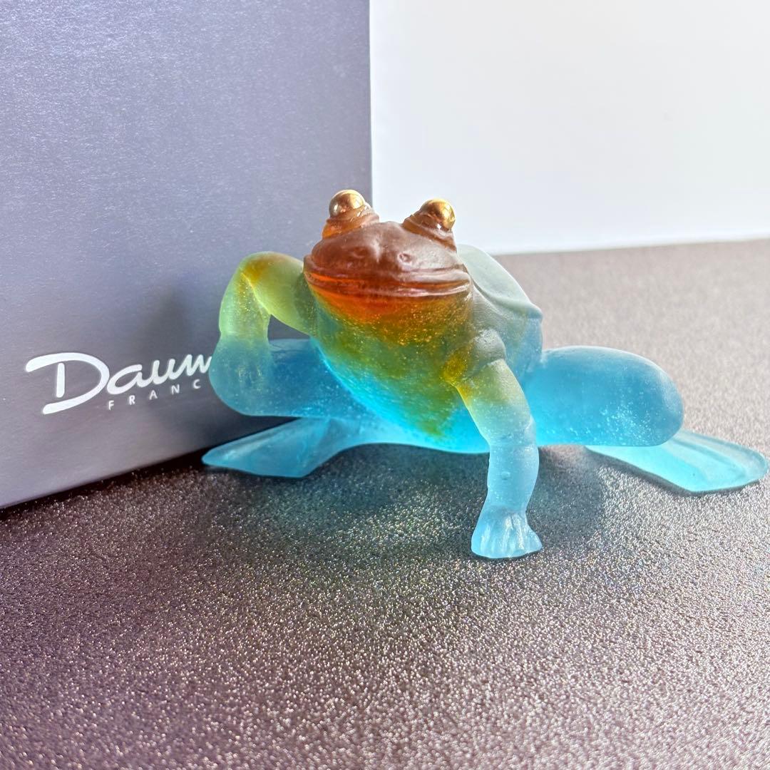 緑　カエル　蛙　ドーム　フランス　置物　ナンシー　ガレ　アンティーク　クリスタル