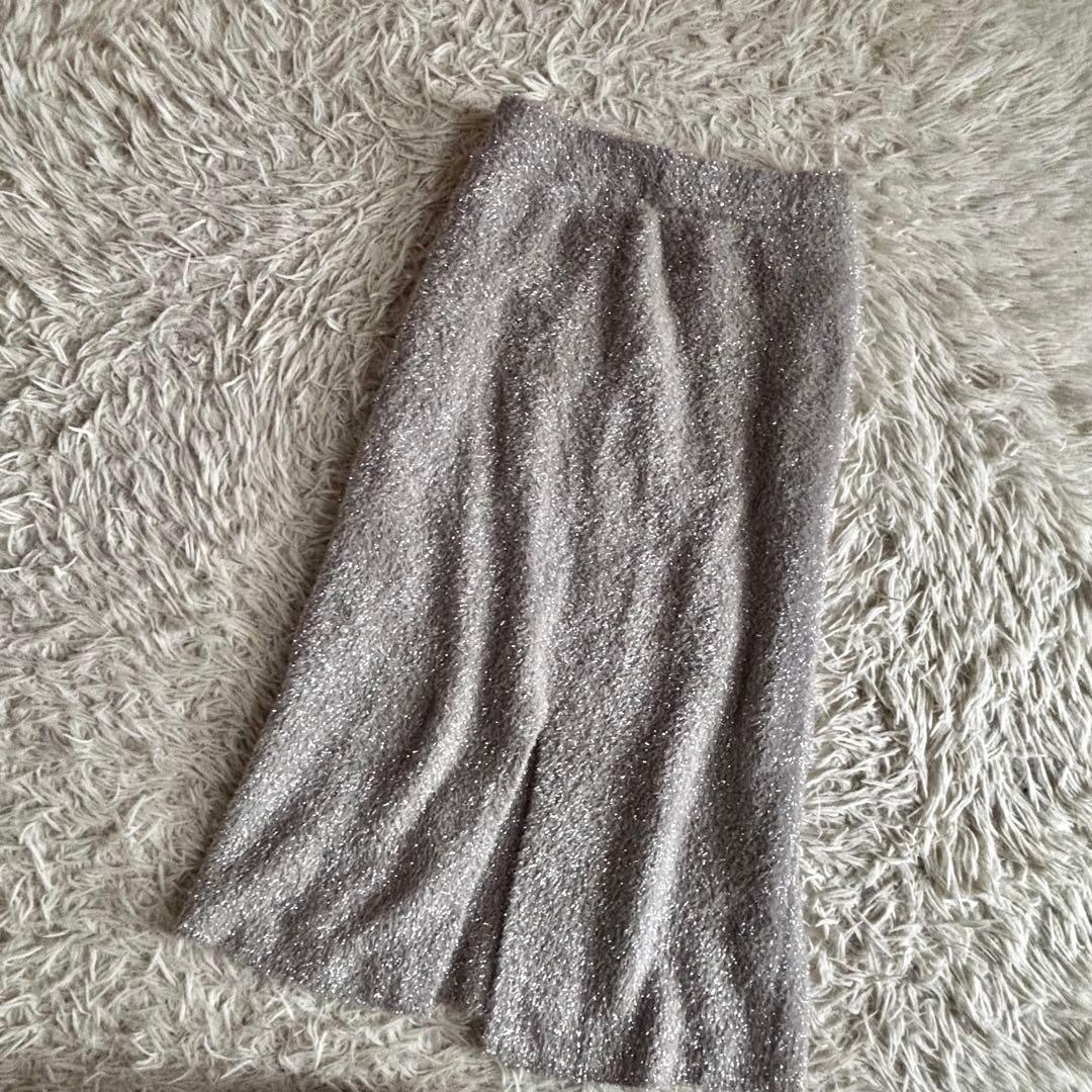 ラブティックボンボン ラメ シャギー ニットスカート フリー
