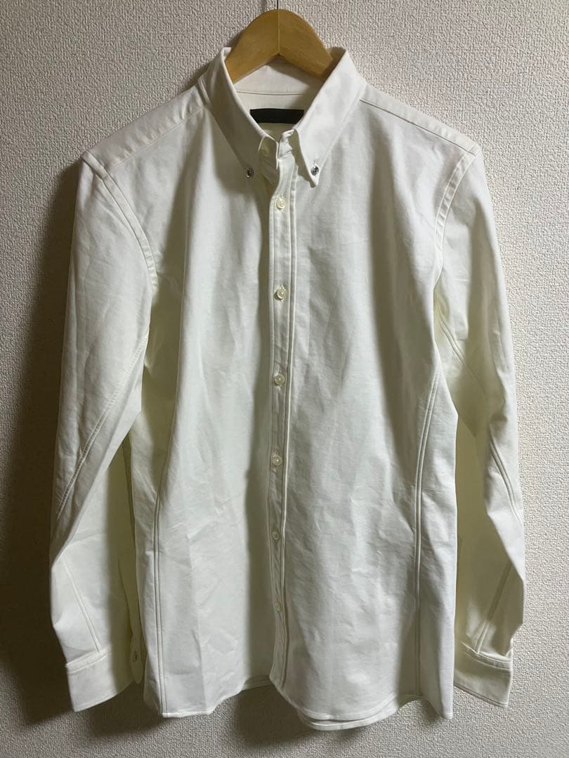 美品 試着junhashimoto ホワイト ジャージー ストレッチ長袖シャツ