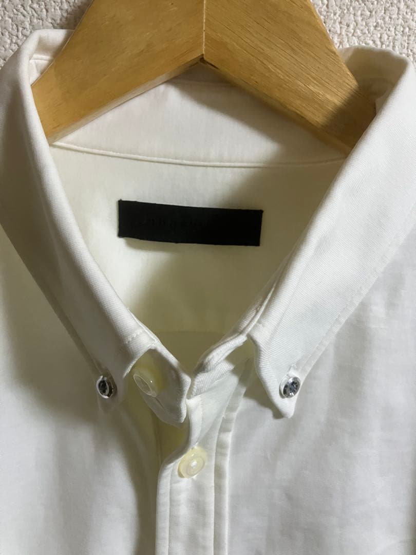 美品 試着junhashimoto ホワイト ジャージー ストレッチ長袖シャツ