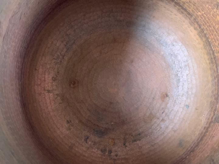 フランス ブロカント 純銅 打ち出し 大型 肉厚 銅鍋 直経 42cm 古道具