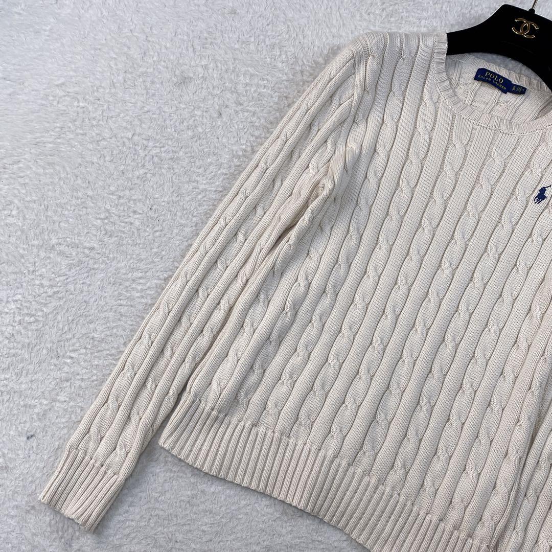 美品✳︎ポロラルフローレン ミルクティベージュ ケーブルニット M　綿100％