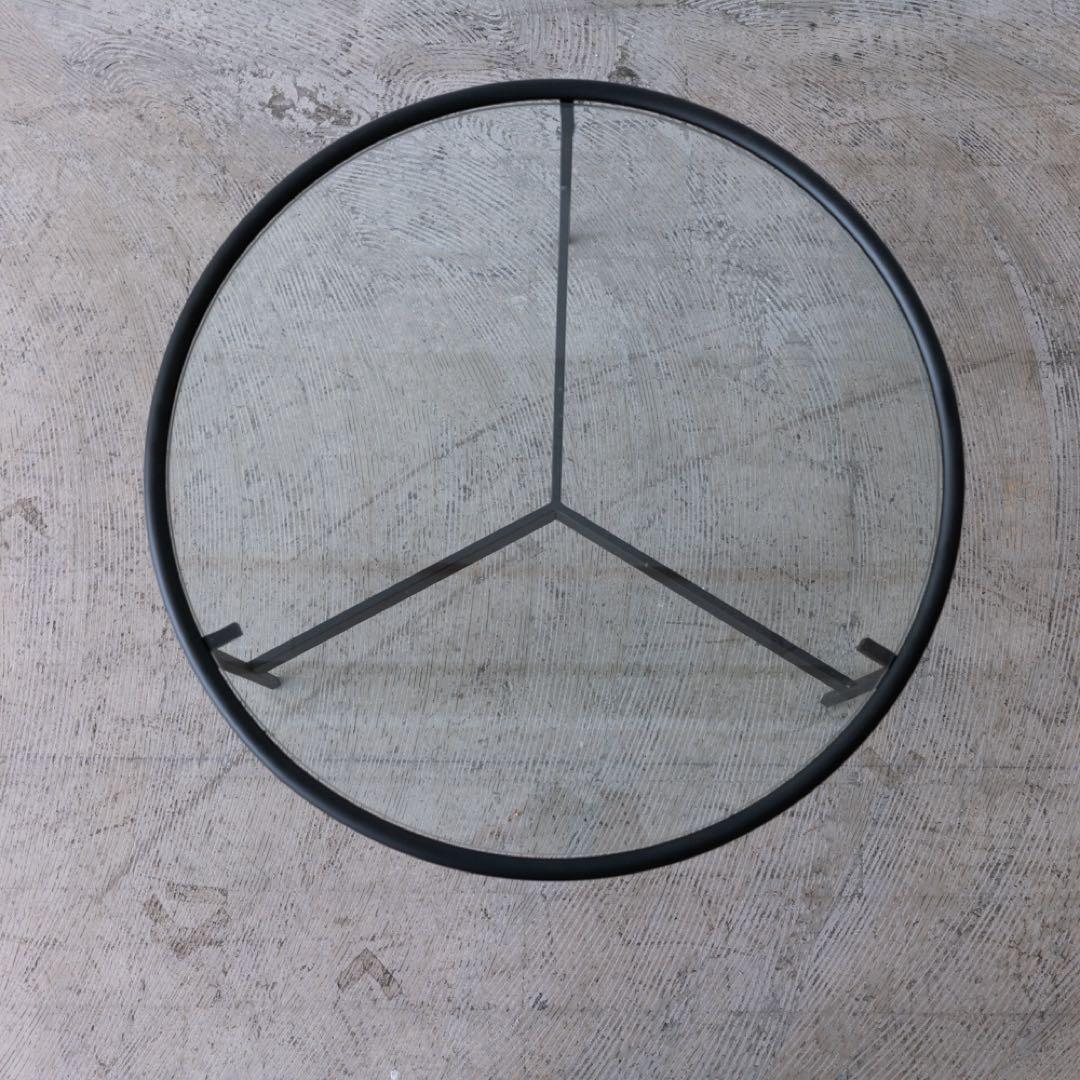 円形センターテーブル ガラス・黒