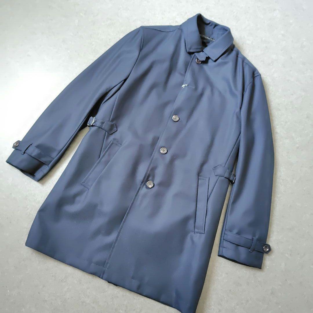 新品★メンズビギ ステンカラーコート ライナー付き 濃紺 ネイビー XL 4