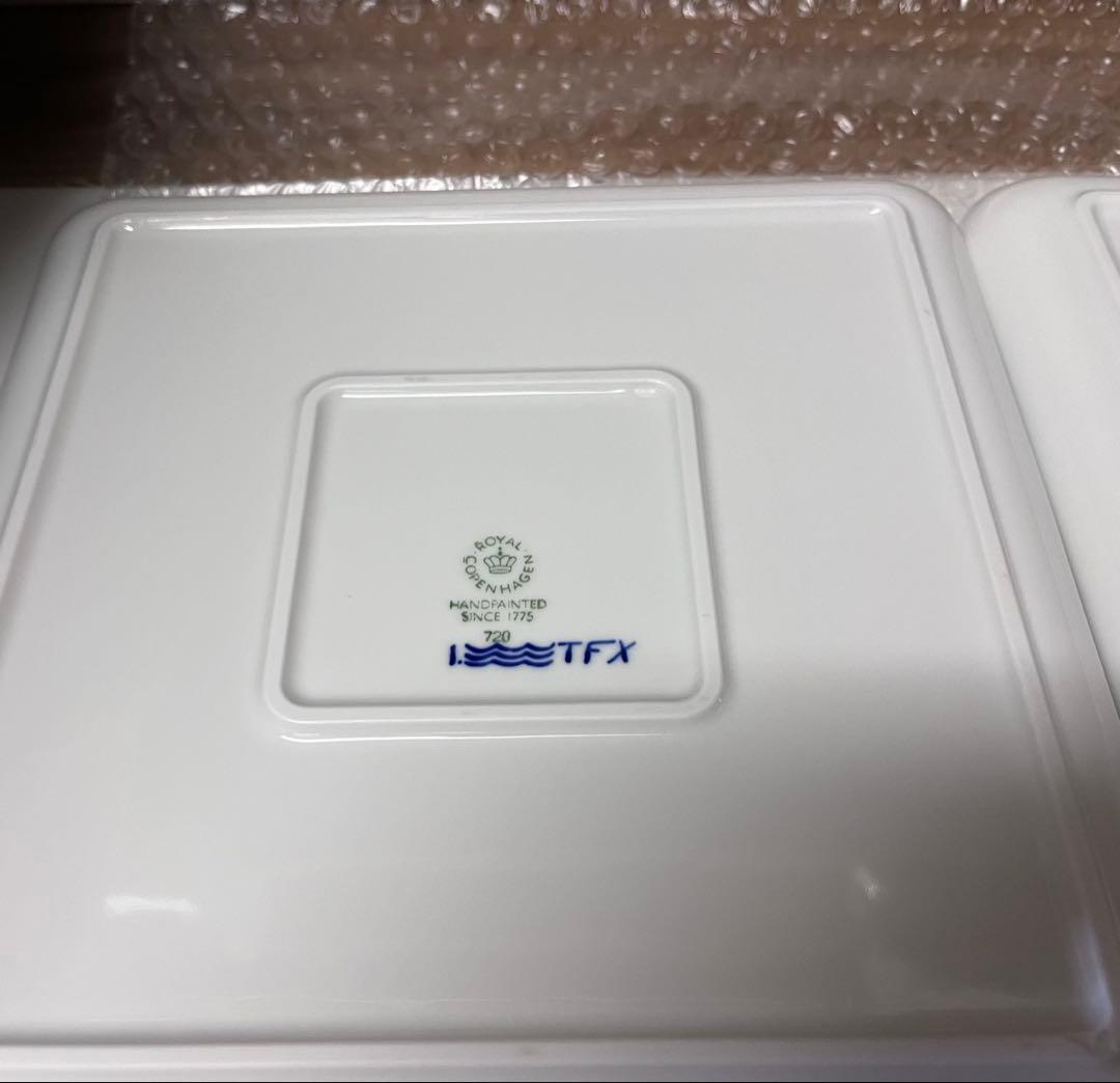 ブルーフルーテッド　プレイン　スクエアディッシュ　20cm　3枚