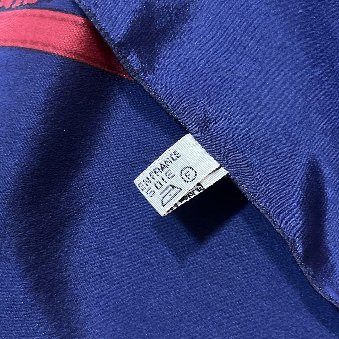 エルメス HERMES スカーフ 馬具 ロープ柄 ネイビー 紺 赤 シルク