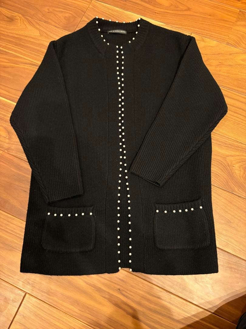 ツルバイマリコオイカワ　パールカーディガン　ロング丈