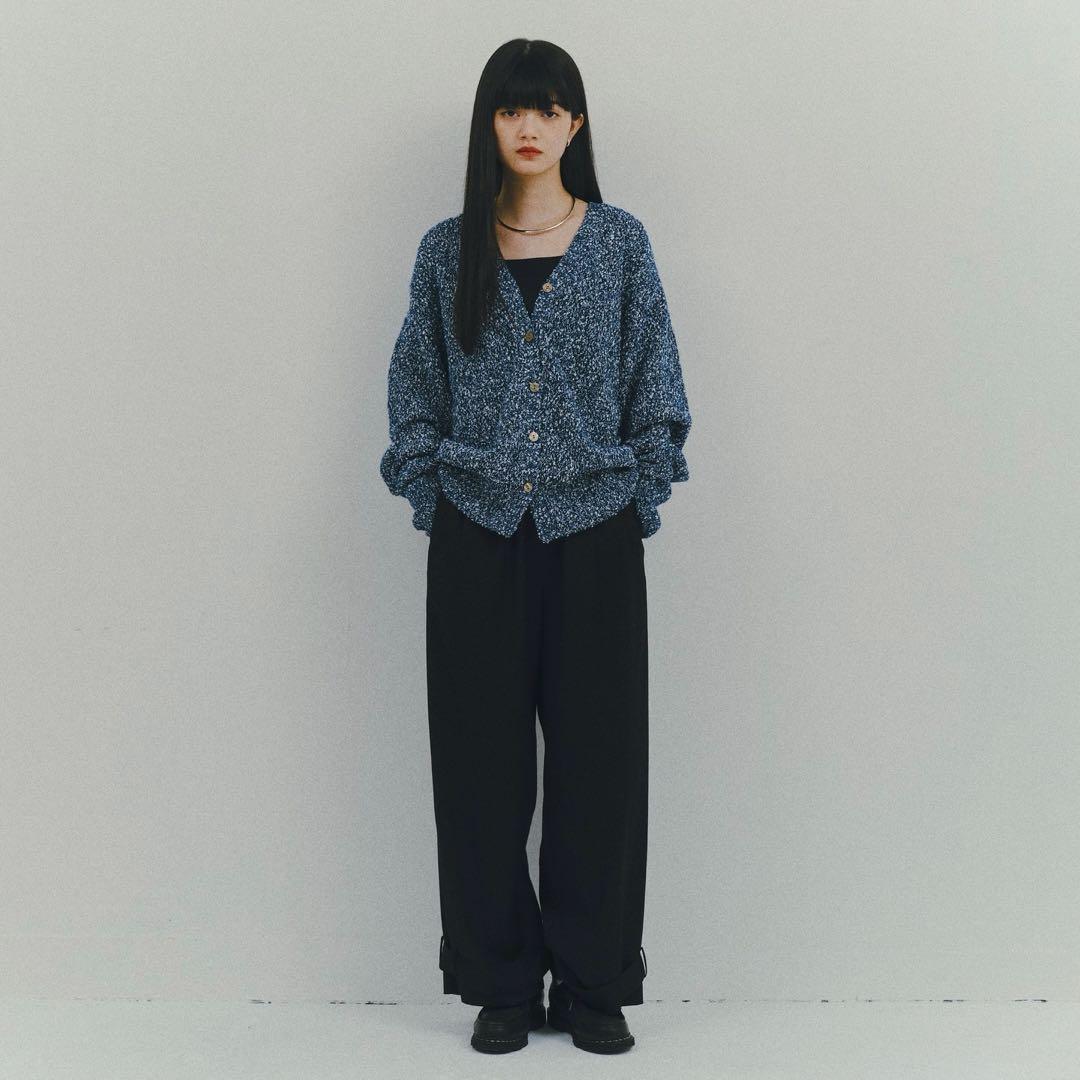 philme mix knit cardigan (unisex、navy)