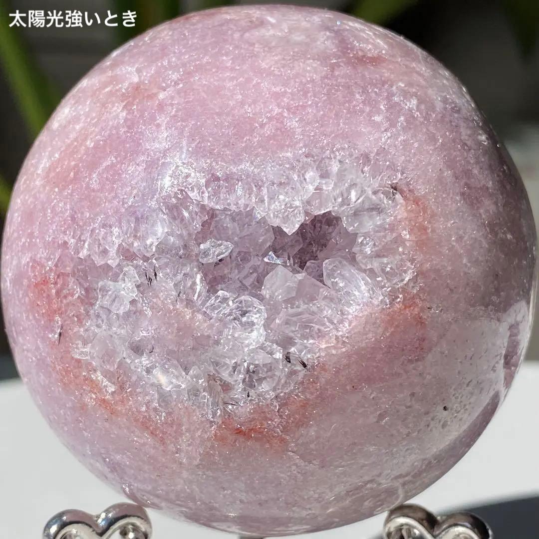 【 天然石 ピンクアメジスト クォーツ スフィア 約68ミリ 】