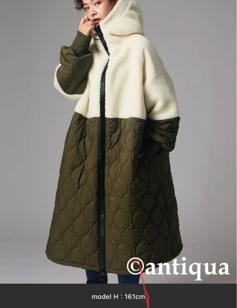 値下げあり★antiqua フリースキルティングロングコート