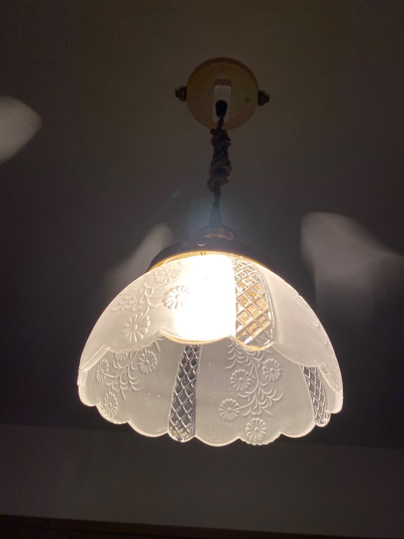 American retroヴィンテージ フロストガラスシェードペンダント照明
