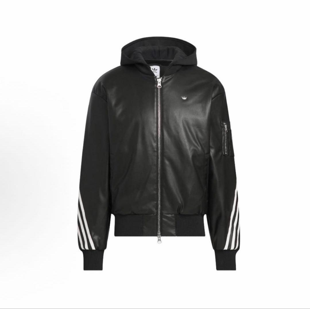 新品M adidasレザーHoodieジャケット JL7556