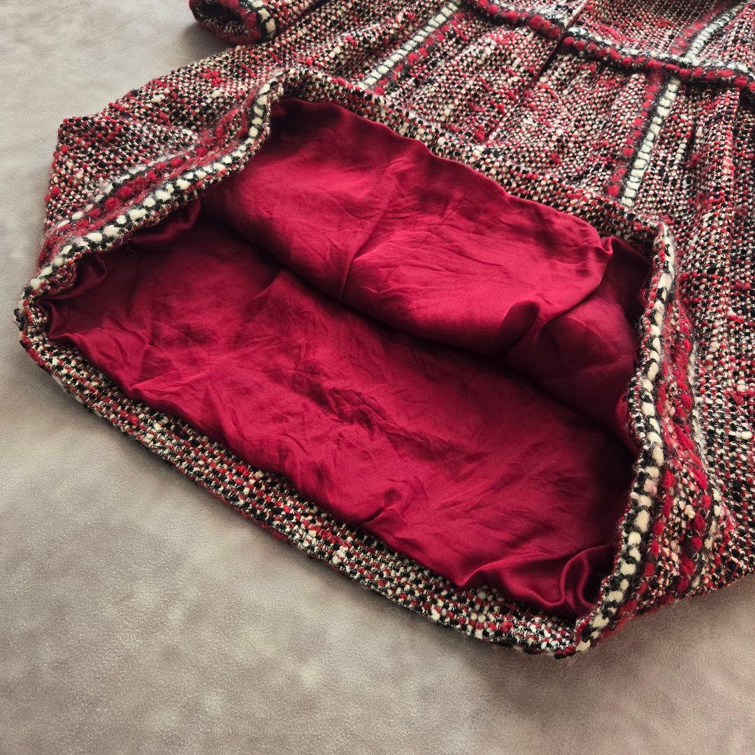 CHANEL 美品 大きいサイズ ツイード トリミング フレア ワンピース