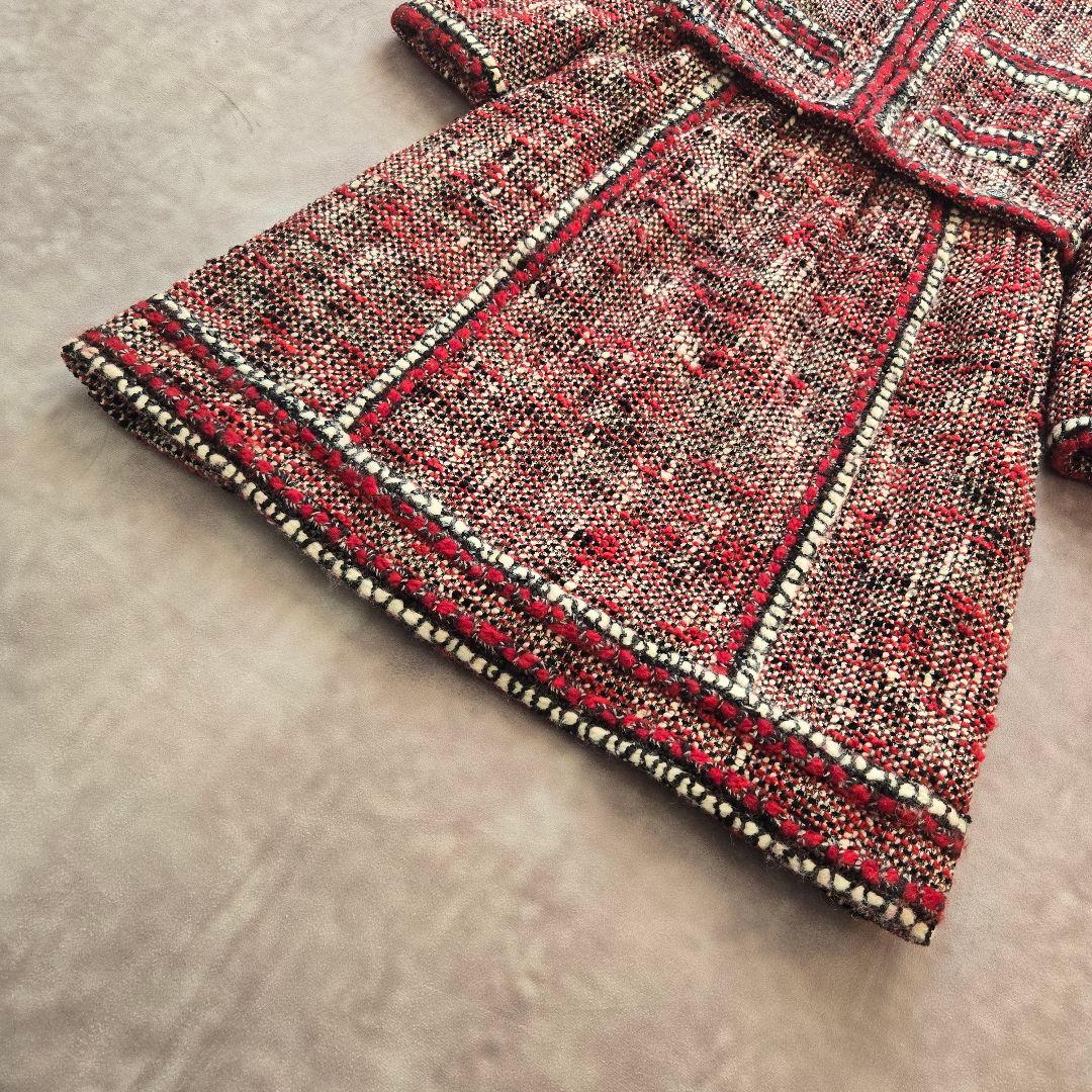 CHANEL 美品 大きいサイズ ツイード トリミング フレア ワンピース