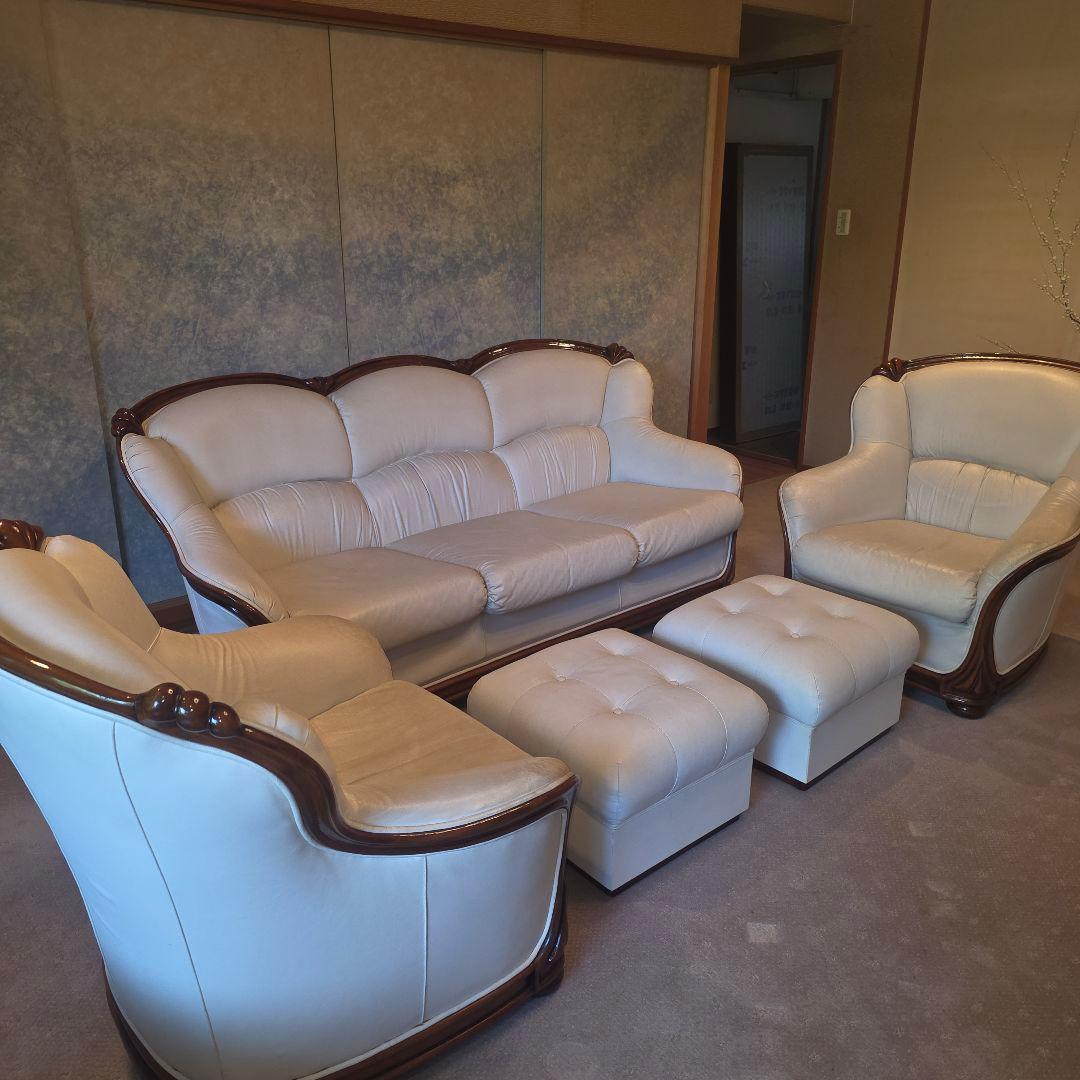 【アンティーク】本皮レザー １人掛けソファ