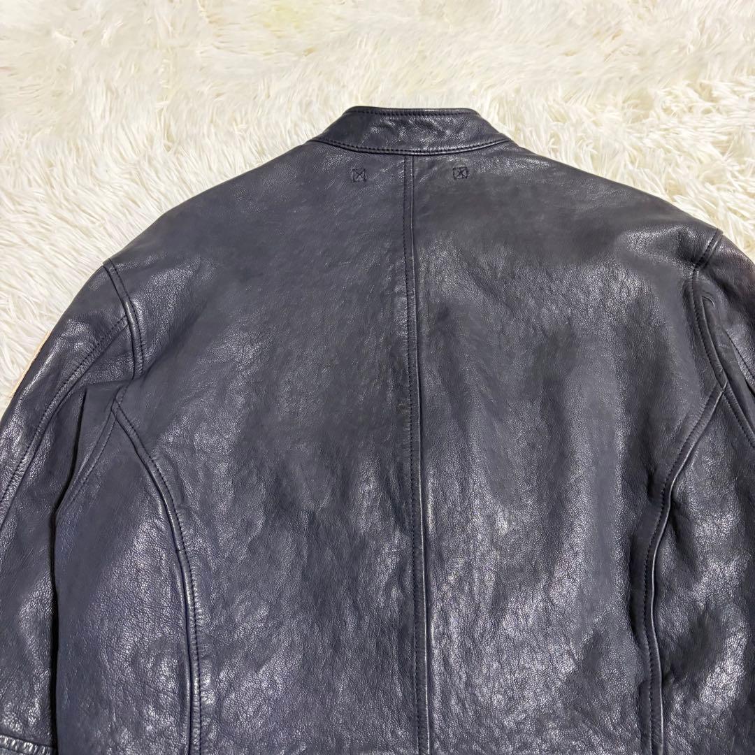 AVIREX マルチワッペン ゴートスキン シングルライダースジャケット L