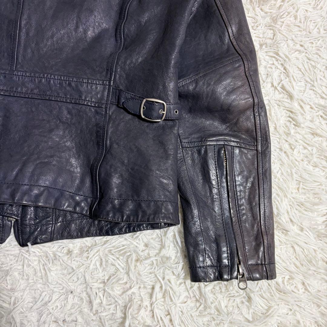 AVIREX マルチワッペン ゴートスキン シングルライダースジャケット L