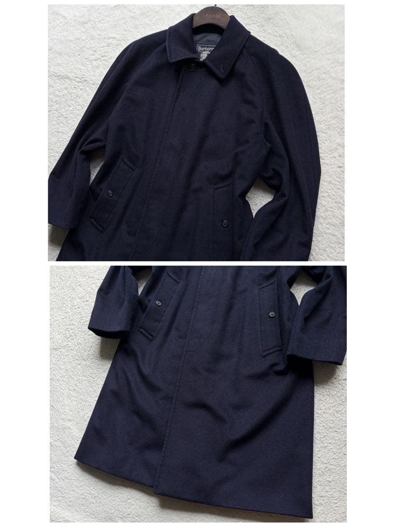 【極美品】バーバリーズ ステンカラーコート カシミヤ50% ホースロゴ ネイビー