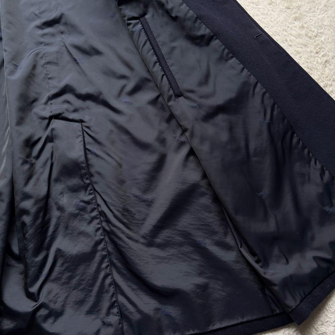 【極美品】バーバリーズ ステンカラーコート カシミヤ50% ホースロゴ ネイビー