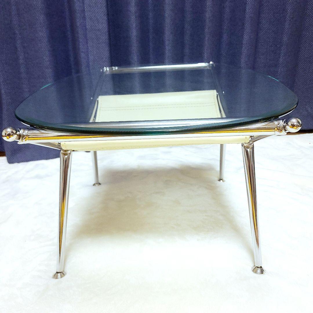 ミッドセンチュリー　スペースエイジ　ローテーブル　楕円　70年代　ガラステーブル