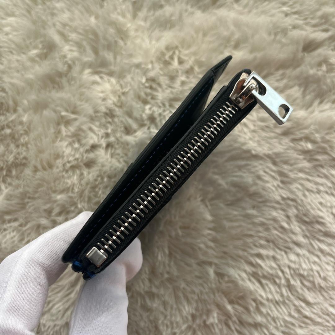 MARNI マルニ 二つ折り財布 バイカラー ブルー×ブラック レザー