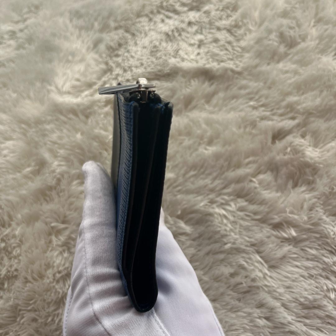 MARNI マルニ 二つ折り財布 バイカラー ブルー×ブラック レザー