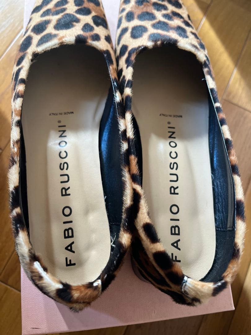 FABIO RUSCONI ヒョウ柄 スクエアトゥパンプス