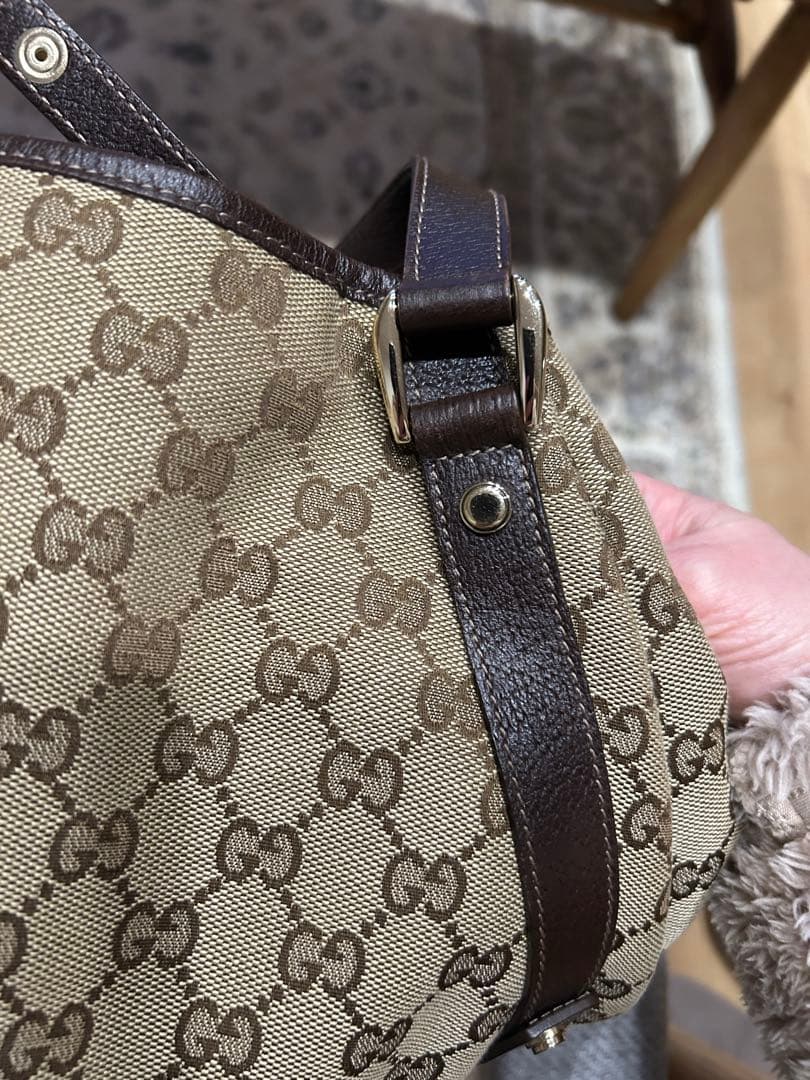 美品☆GUCCI グッチ アビーGGキャンバスレザーワンショルダートートバッグ