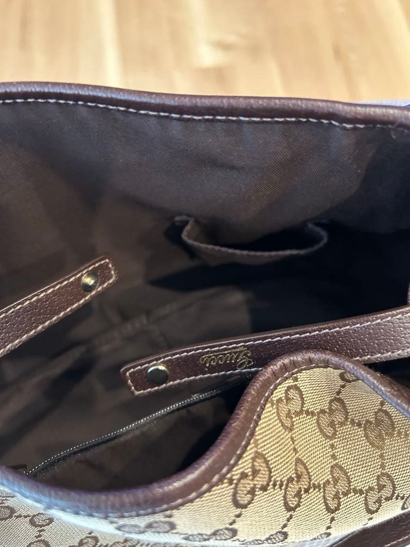 美品☆GUCCI グッチ アビーGGキャンバスレザーワンショルダートートバッグ