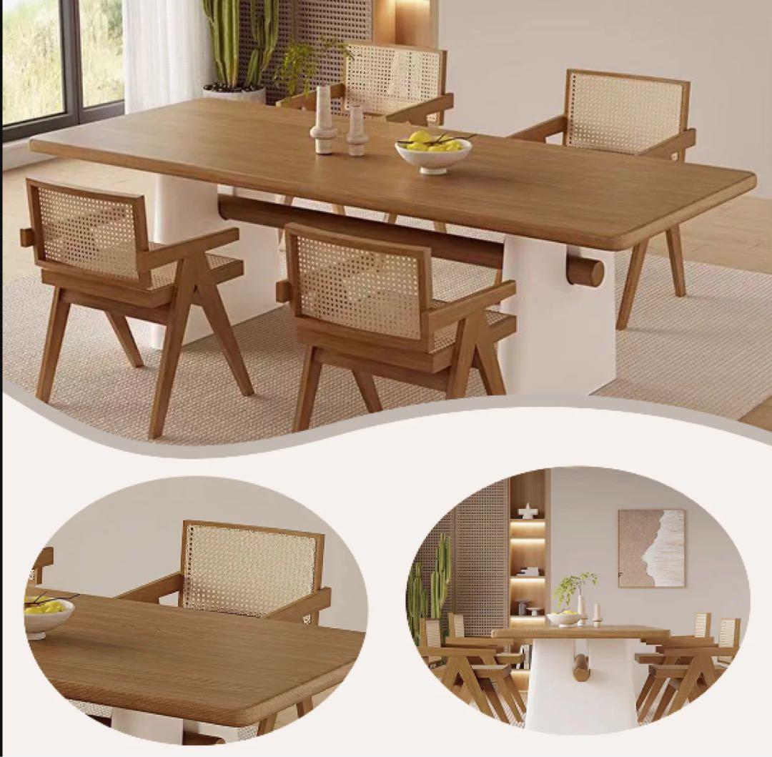 ダイニングテーブルセット ラタンチェア　木製