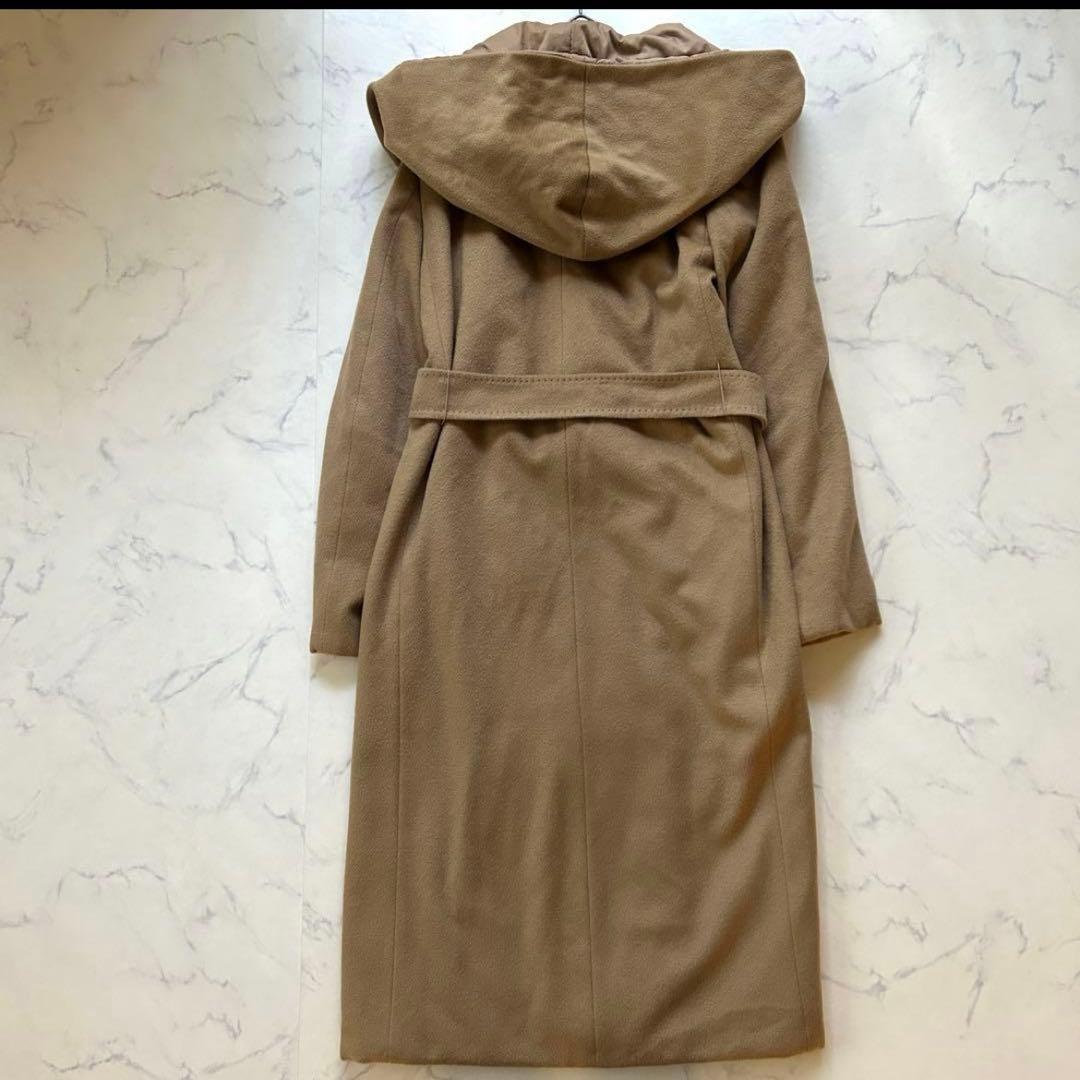 のん　マックスマーラ シルク混コート フード ベルト 近年モデル キャメル