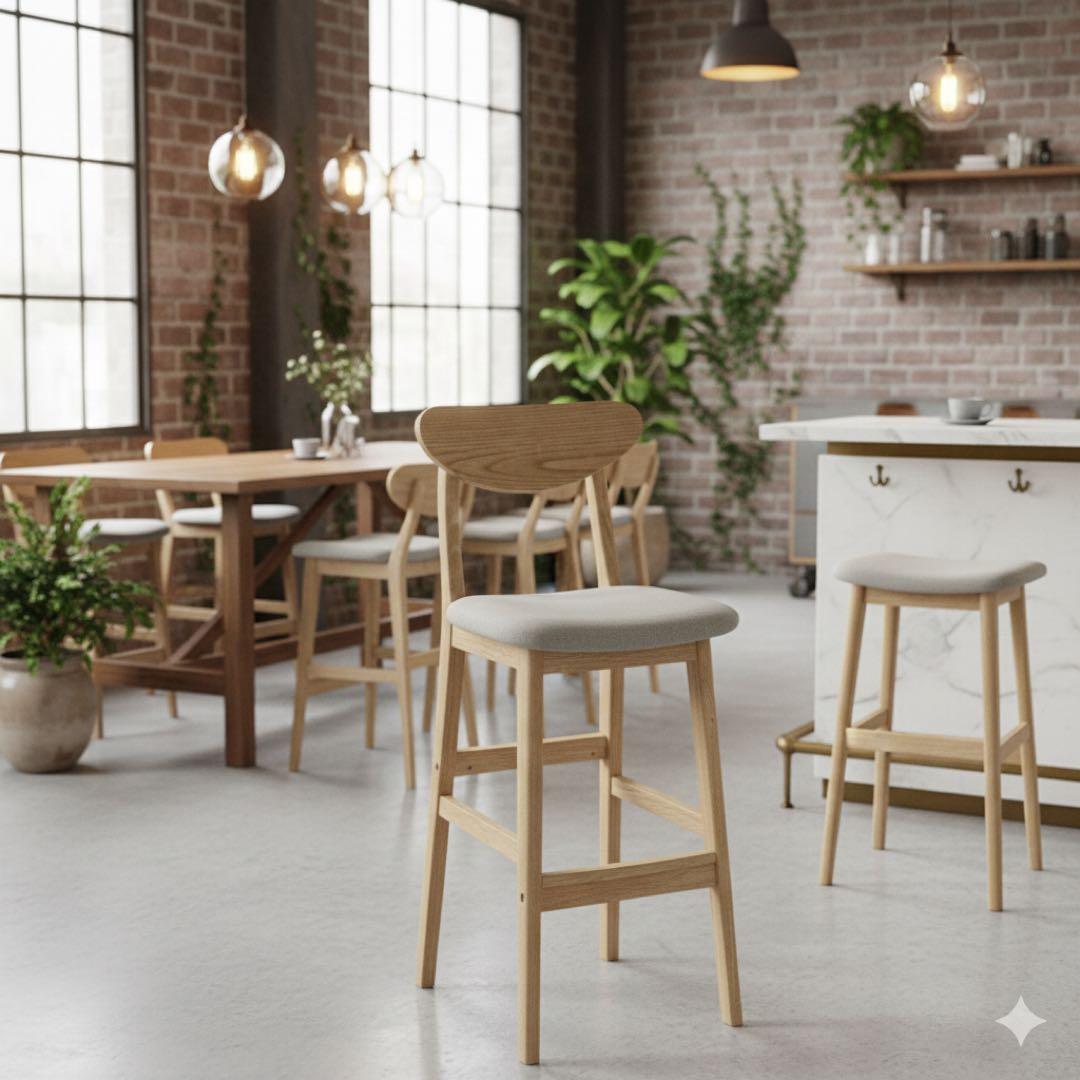 カウンターチェア バースツール ハイチェア 背もたれ付き 木製 おしゃれ #1