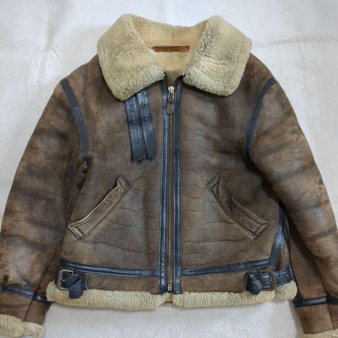AVIREX B-3 フライトジャケット ムートン 羊革 ブラウン 38サイズ