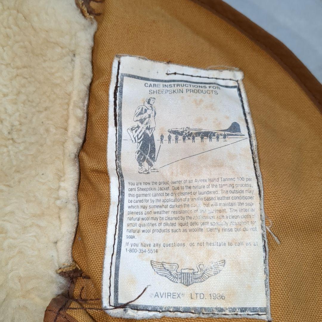 AVIREX B-3 フライトジャケット ムートン 羊革 ブラウン 38サイズ