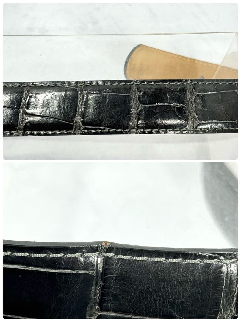 VACCARI アリゲーター レザーベルト スモーキーグレージュ イタリア製