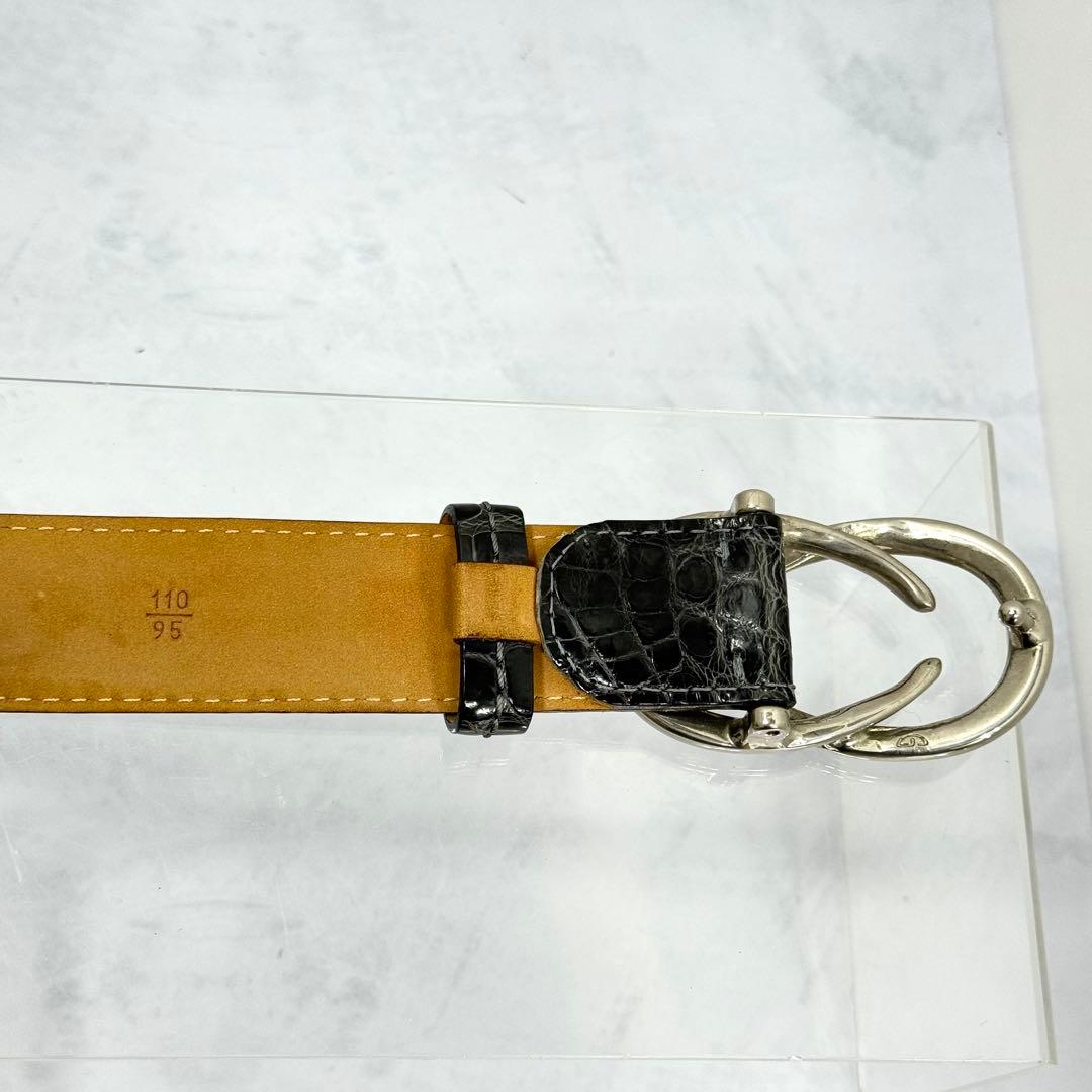 VACCARI アリゲーター レザーベルト スモーキーグレージュ イタリア製