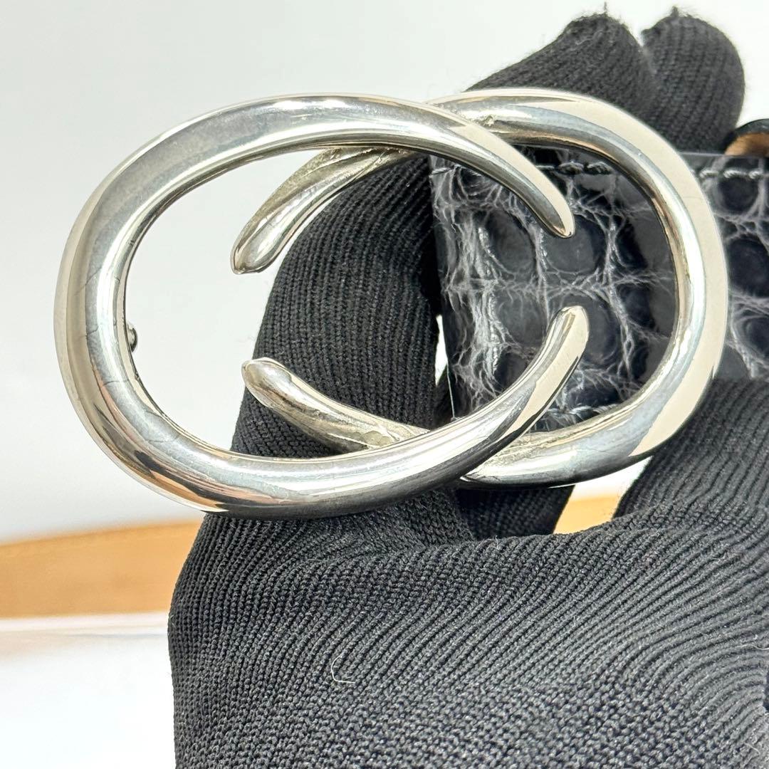 VACCARI アリゲーター レザーベルト スモーキーグレージュ イタリア製