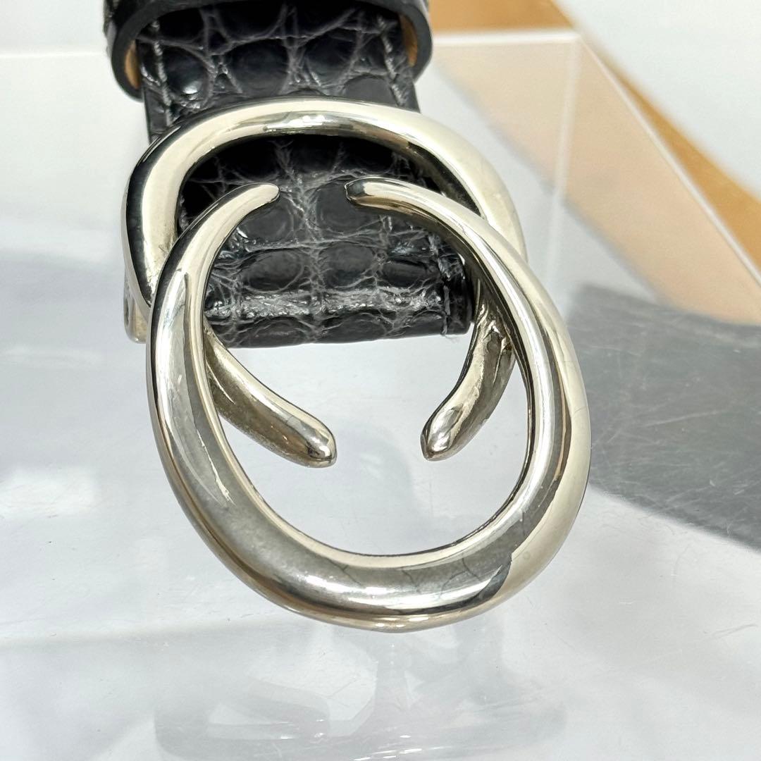 VACCARI アリゲーター レザーベルト スモーキーグレージュ イタリア製