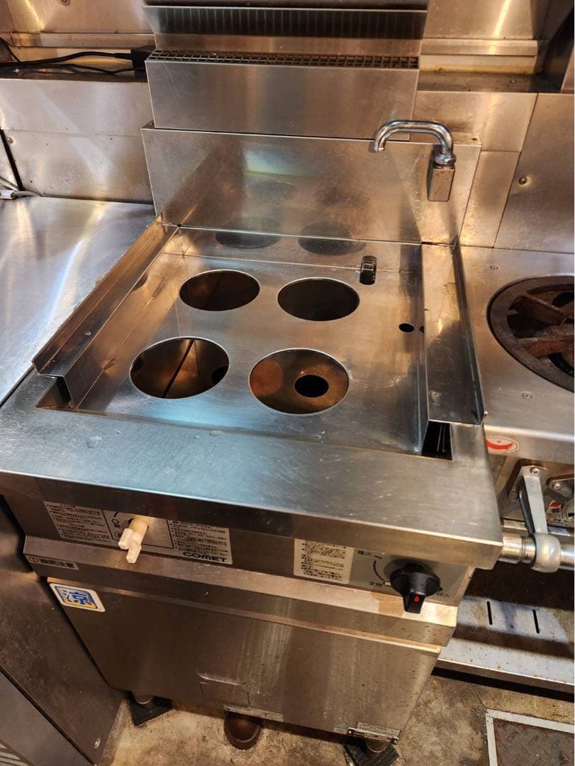 天川　ガス　ゆで麺機　茹で麺機　4テボ　1年使用