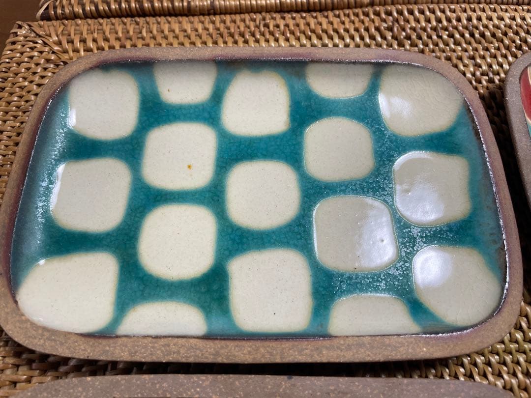 やちむん　一翠窯　4枚セット　沖縄　お皿　角皿