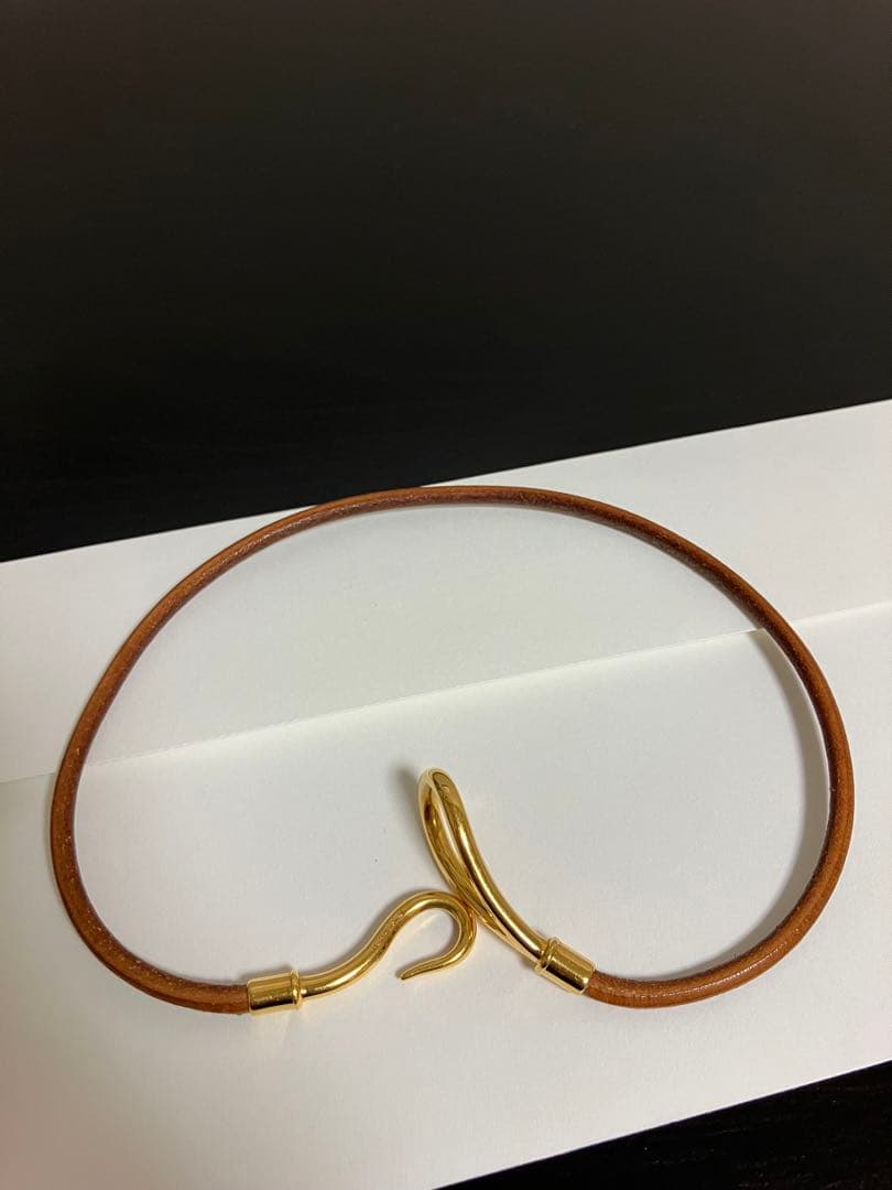 HERMES エルメス ジャンボ 茶×金 二重 ブレスレット