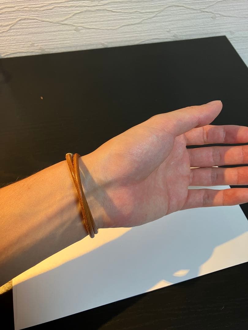 HERMES エルメス ジャンボ 茶×金 二重 ブレスレット