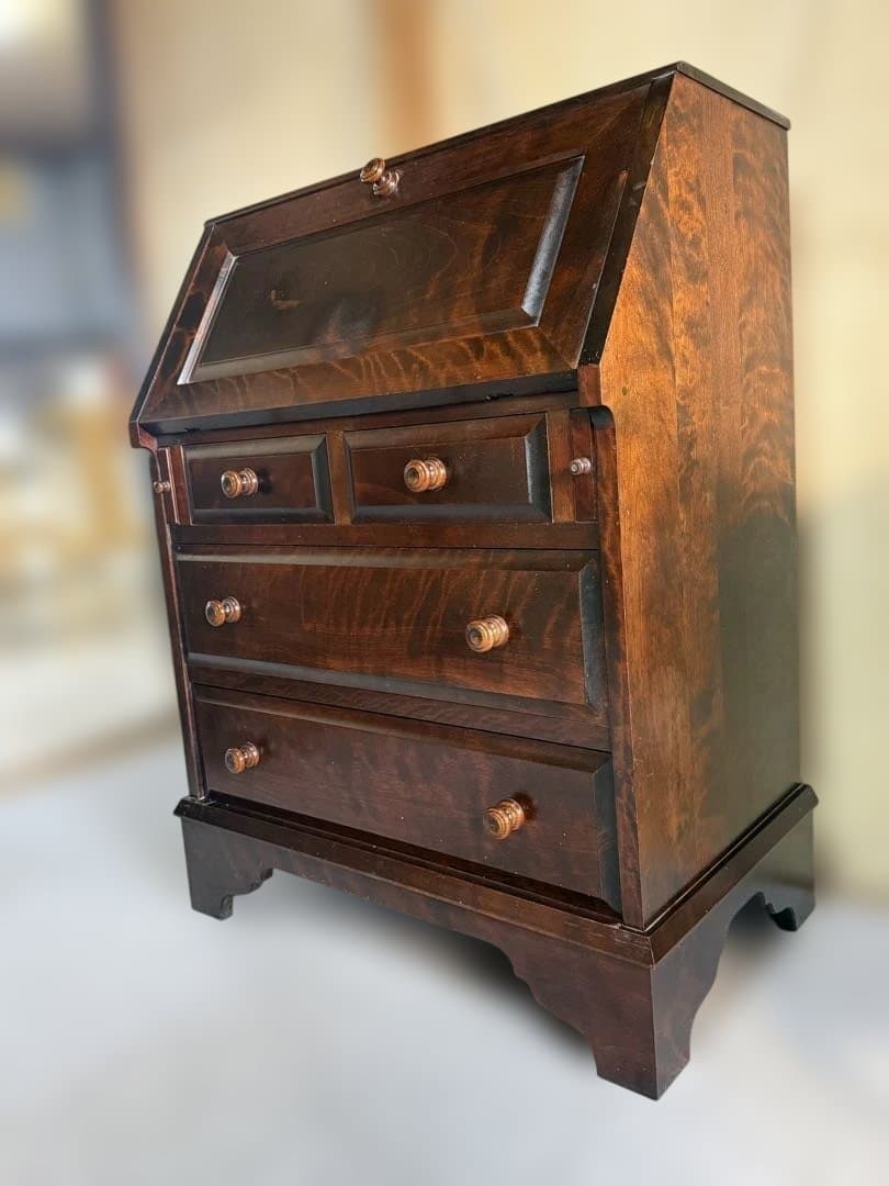 北海道民芸家具 ライティングビューロー カバ材 書斎収納