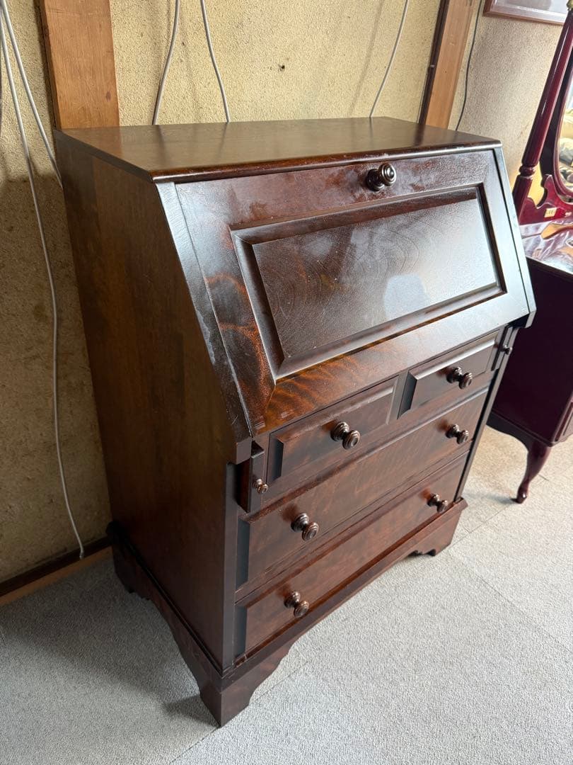 北海道民芸家具 ライティングビューロー カバ材 書斎収納