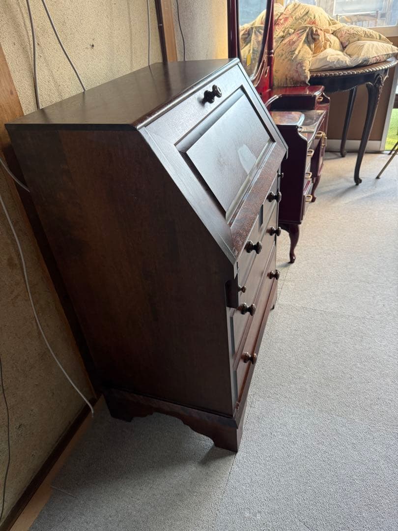 北海道民芸家具 ライティングビューロー カバ材 書斎収納