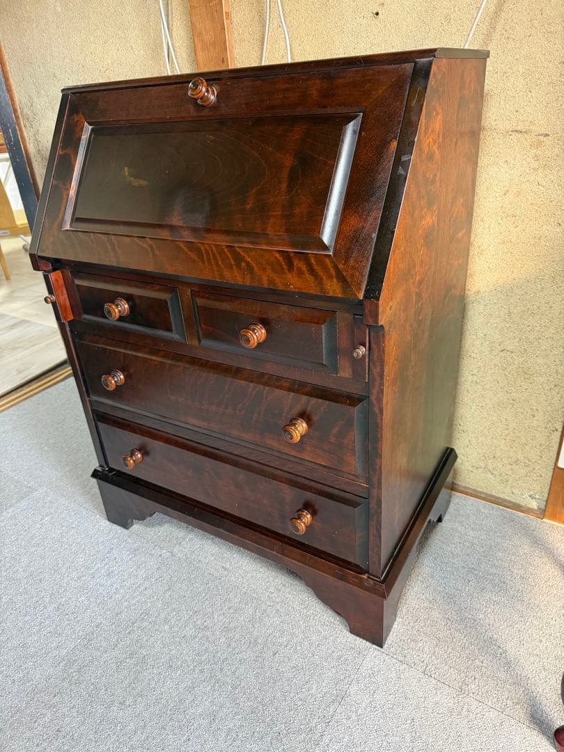 北海道民芸家具 ライティングビューロー カバ材 書斎収納