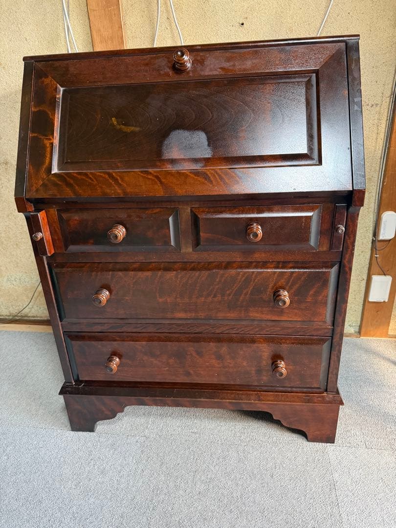 北海道民芸家具 ライティングビューロー カバ材 書斎収納